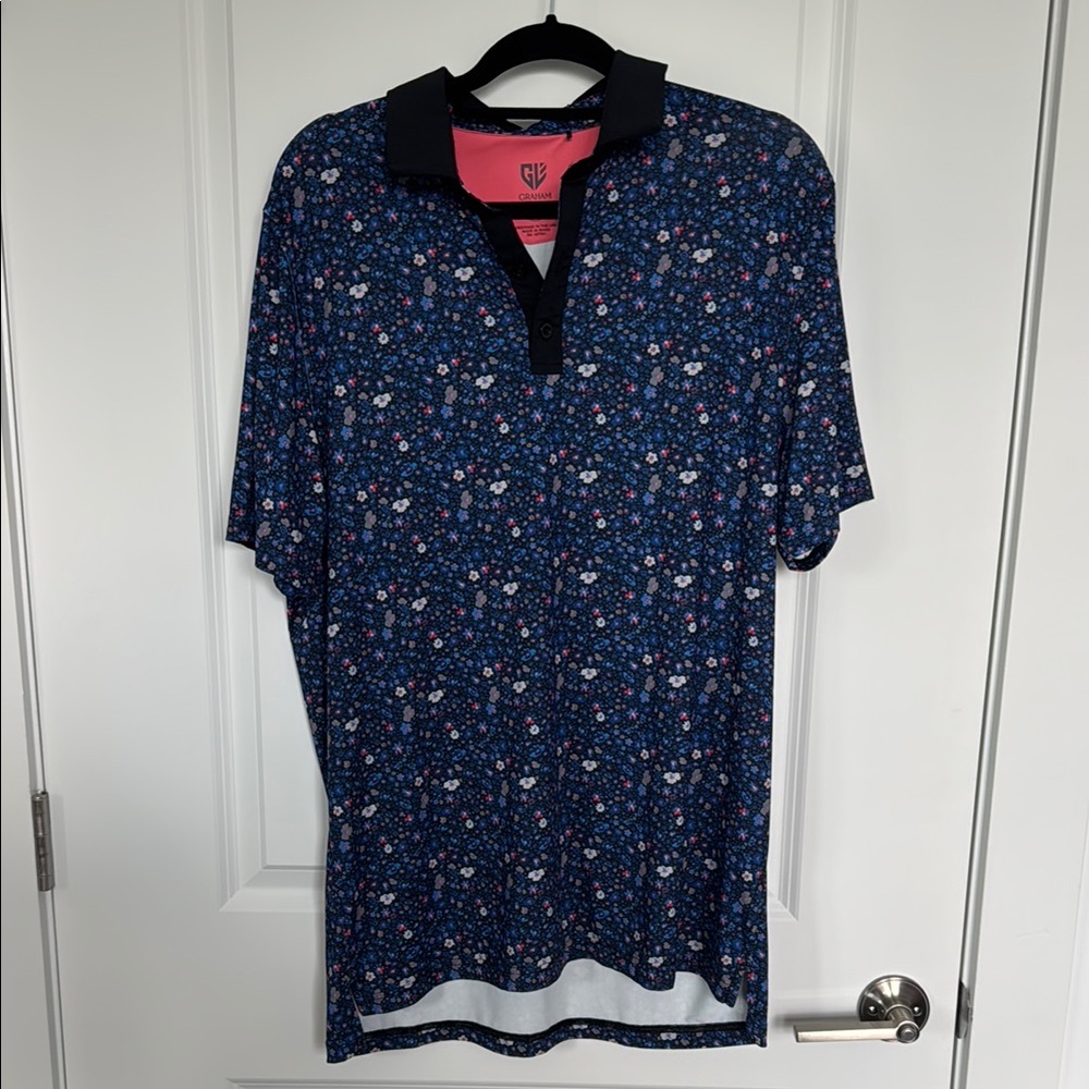Floral Blue Polo Shirt